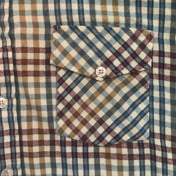 Plaid Flannel Blue Red Gold Button Front Long Sleeve Shirt‎ Size L - Picture 2 of 6